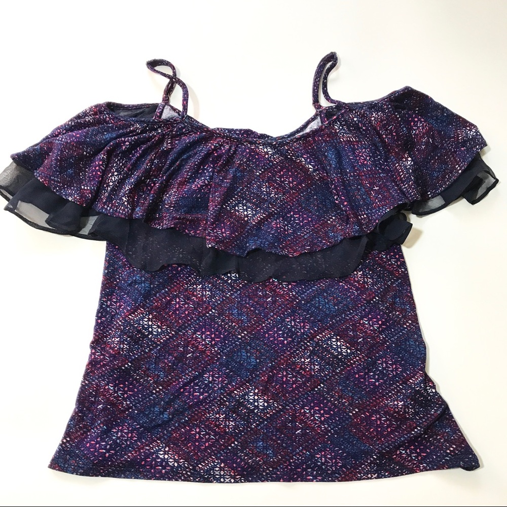 ELLA MOSS Ruffle Cold Shoulder Tank NWT S